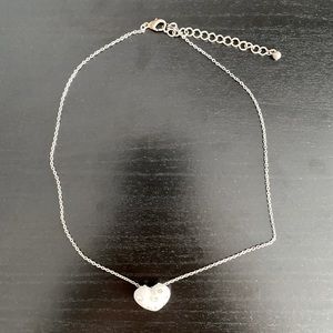 FOREVER 21 White Stoned Heart Necklace